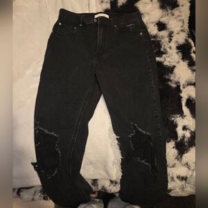 Eunina Black Distressed Boyfriend Jeans